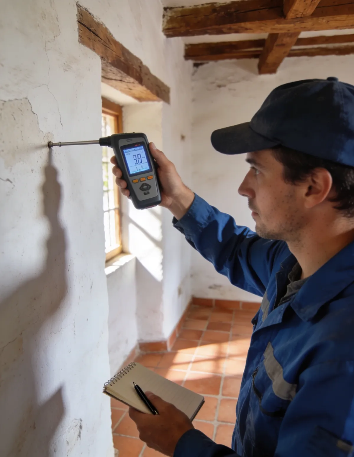 Técnico HUMIX Asturias revisando un caso de humedad